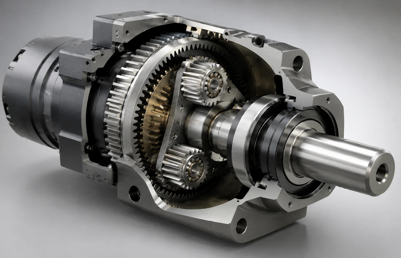 Cutaway view illustrating planetary gearbox structure